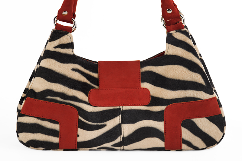 Dress handbag in animal print and cardinal red - Rear view